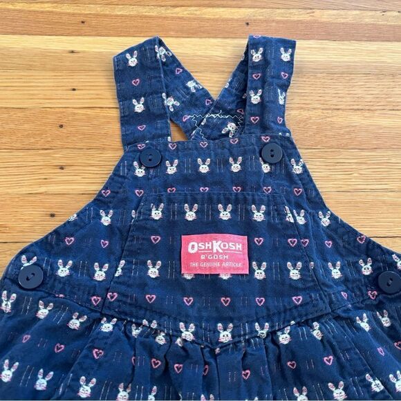 Osh Kosh B’Gosh vintage navy bunny rabbit embroidered overalls - Picture 3 of 6